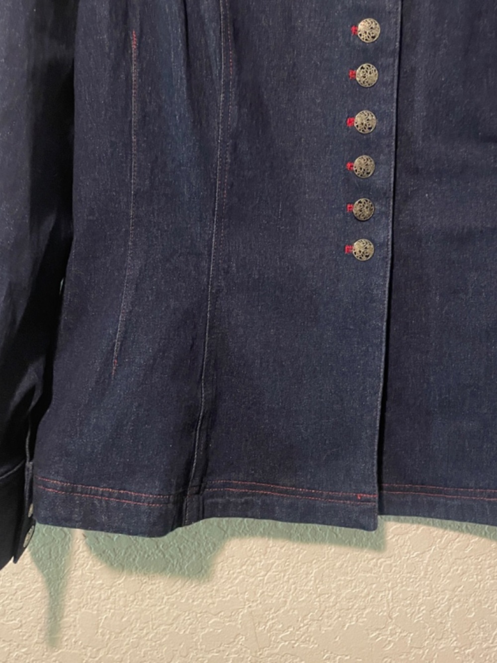 NWT Vintage Norm Thompson Military Style Denim Button Up Jacket SZ 16 - Picture 4 of 6